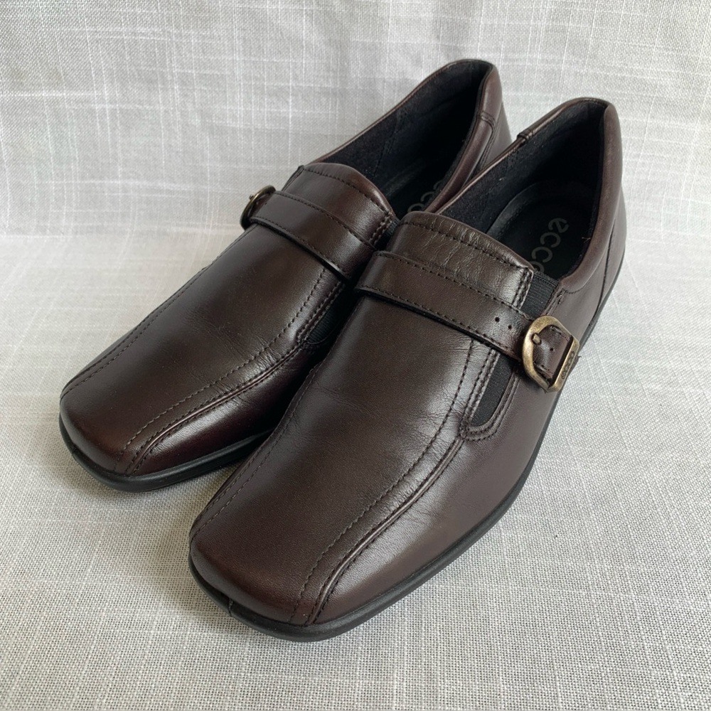 Ecco Women’s Shoes Coffee Brown Loafers Slip On EU 40 Us 9 / 9.5 Buckle